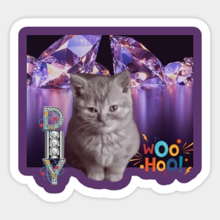 WOO HOO CAT T SHIRT Sticker